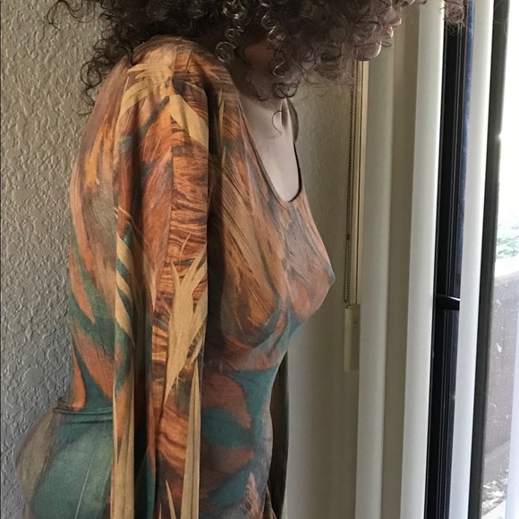 PEACOCK Feather SUBLIMATION Ultrasuede DRESS Small - Picture 8 of 8